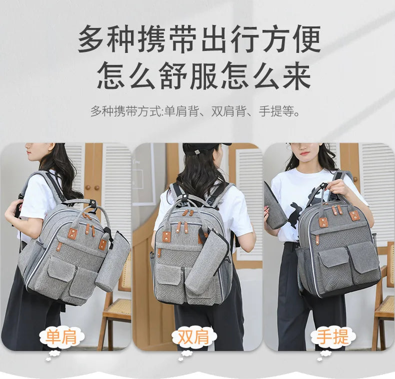 Diaper Bag Backpack for Stroller Waterproof Mummy Large Capacity Outdoor Travel Nappy Maternity Bag with Portable Changing Pad