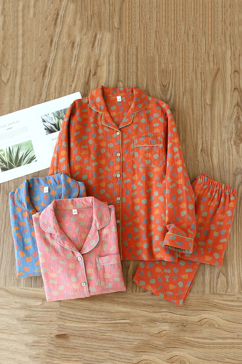 2025 New Spring and Autumn Pajama Set 100%Cotton Comfortable Long sleeved Two Piece Home Furnishings Large Size Home Furnishings