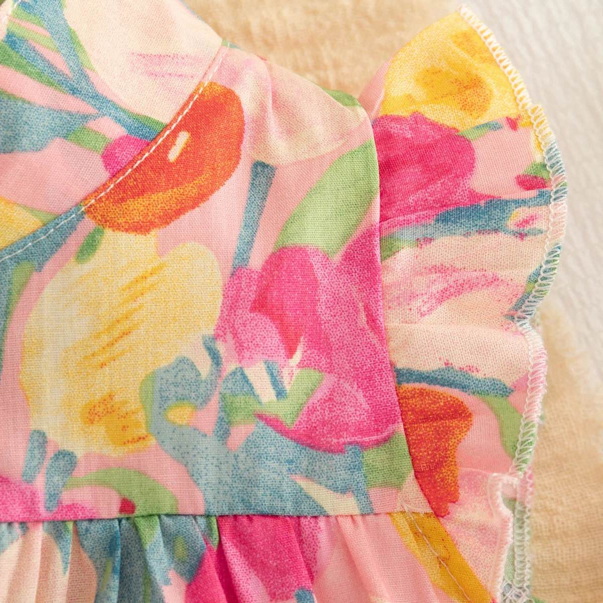 Summer Baby Girl Dress Sweet Flower Printed Sleeveless Girl Dress Korean Style Children Clothing