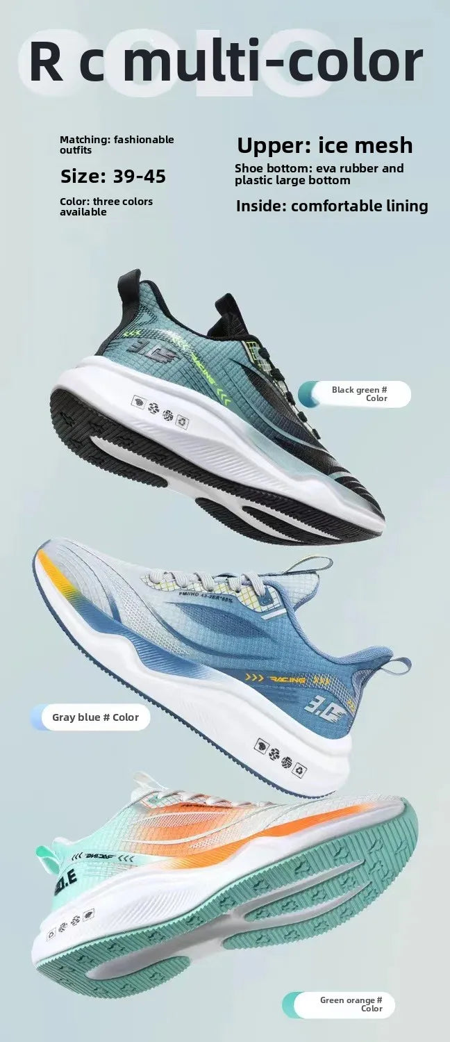 Ice Silk Mesh Sports Shoes Running Shoes Thick Bottom Soft Bottom Breathable Trendy Casual Men's Shoes Comfortable EVA Insole