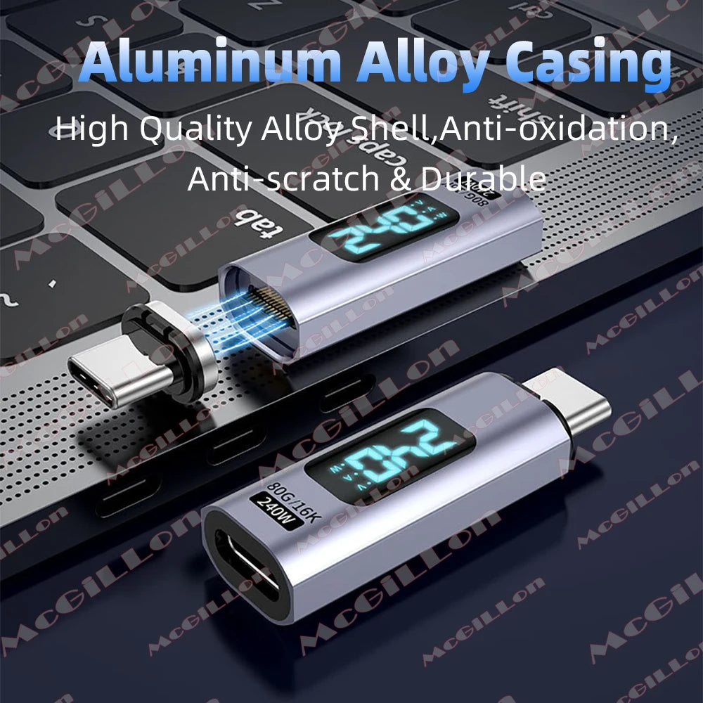 USB4.0 80Gbps 240W Thunderbolt 5 Magnetic Adapter Type C To USB C Fast Charge Magnet Converter Cable 16K@60Hz 5A Type C Adapter