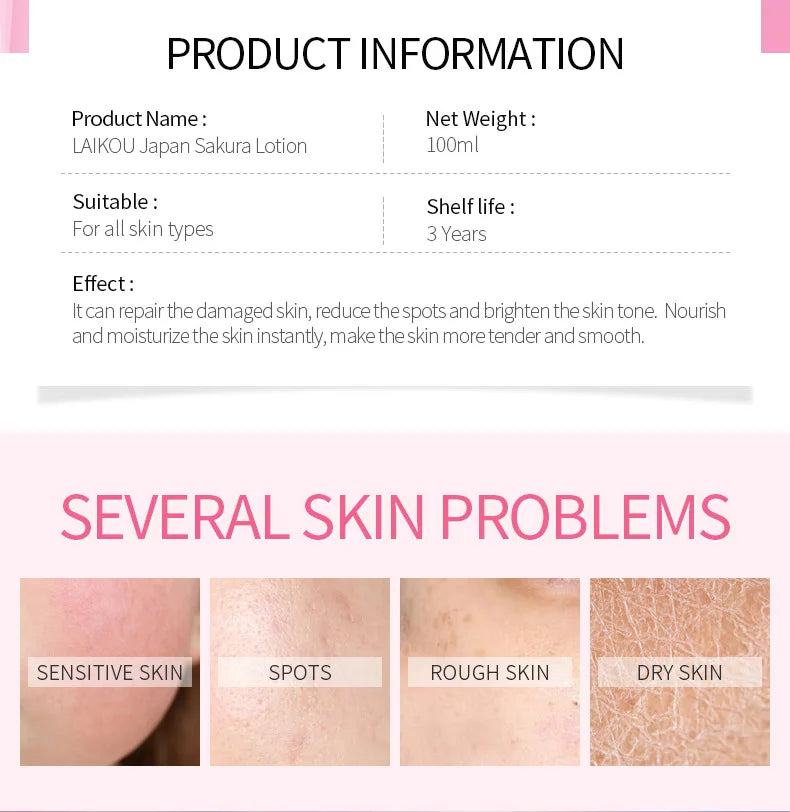 7pcs Sakura Skin Care Set Moisturizing Brightening Sunscreen Cleanser Fine Lines Delay Skin Aging  Nourish Daily Face Care Suit