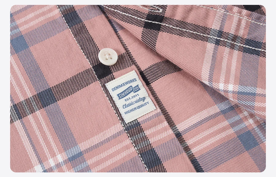 SIMWOOD 2025 Autumn New Oversize 100% Cotton Fabric Plaid Shirts Men Washed Vintage Check Shirts