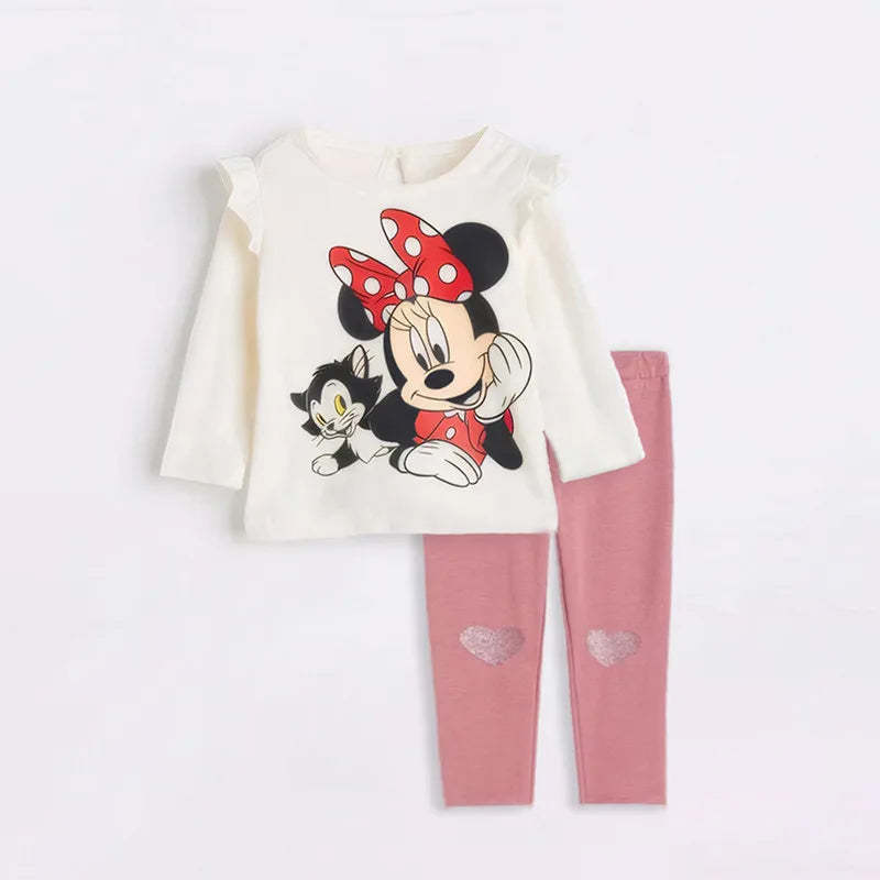 Kids Baby Girl Spring Autumn Clothes Sets Cute Minnie Print Sweatshirt+Pants 2Pcs Casual Long Sleeve Outfits