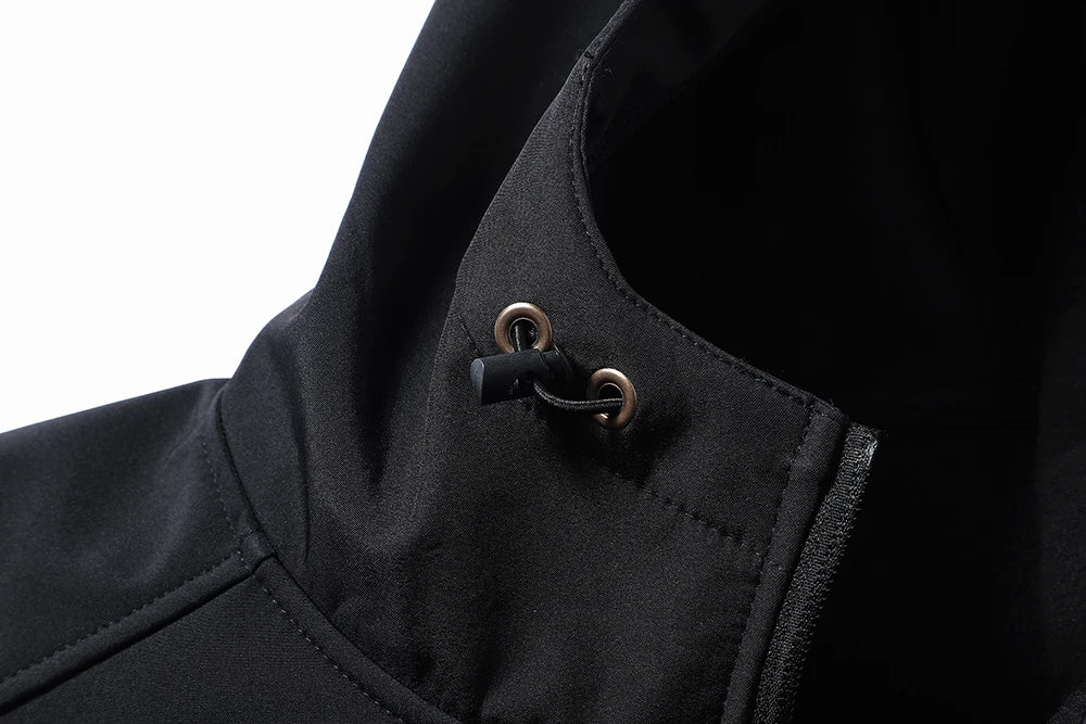 Men's hooded tactical jacket for autumn and winter outdoor windproof waterproof warm hiking camping and fishing durable jacket