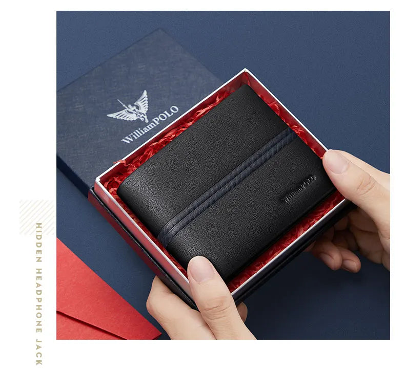 Luxury men's short leather wallet 2024 new large capacity multi-card money clip boys gift thin money clip