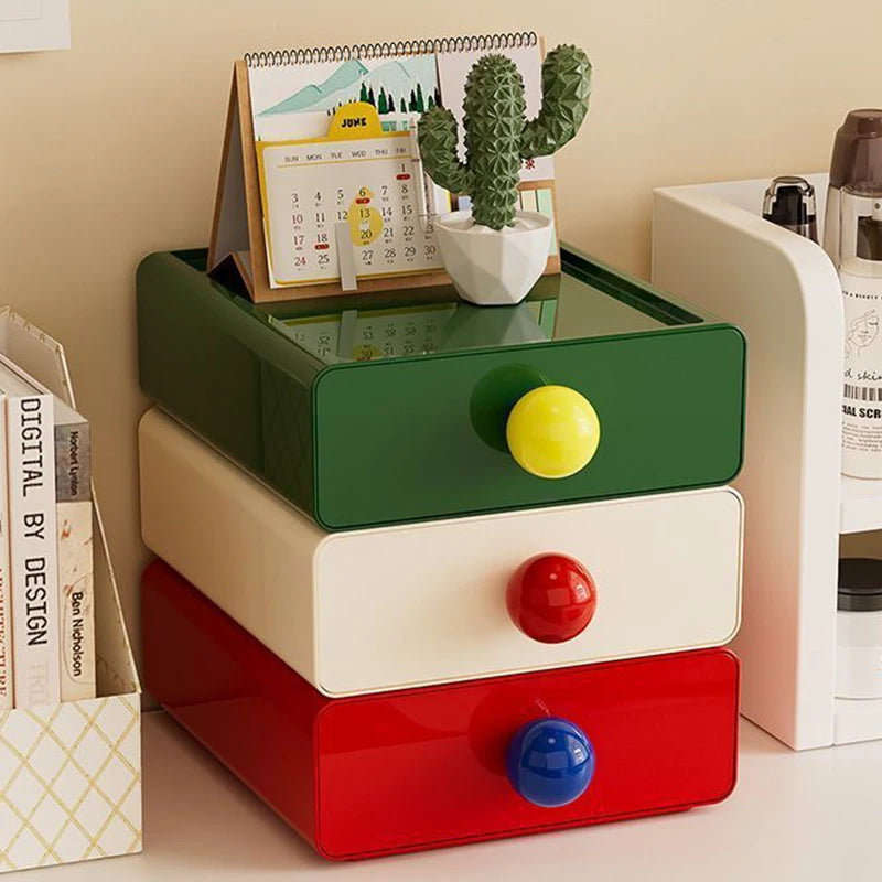 Dopamine Desk Organizer Drawer Box Desktop Stackable Dust-proof Storage Drawers Large Capacity Stationery Cosmetic Storage Box