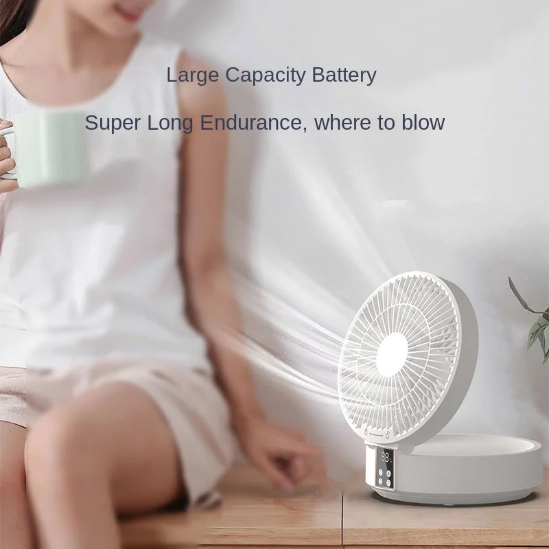 2023 New Fan With Remote Control Portable Wall-hanging Rechargeable Usb Electric Folding Fan Nightlight Air Cooler Household
