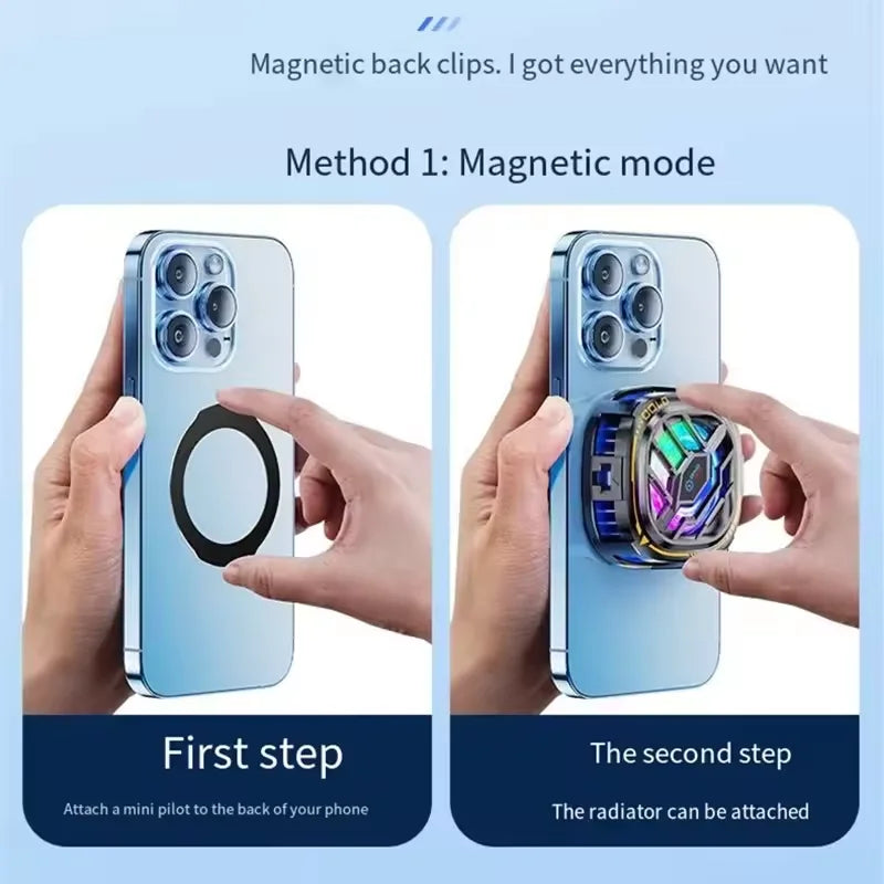 New X76A Magnetic Display Phones Cooler Back-Clip 2 in 1 Game Cooler Semiconductor Fast Phone Cooling Fan for IOS Android Phone