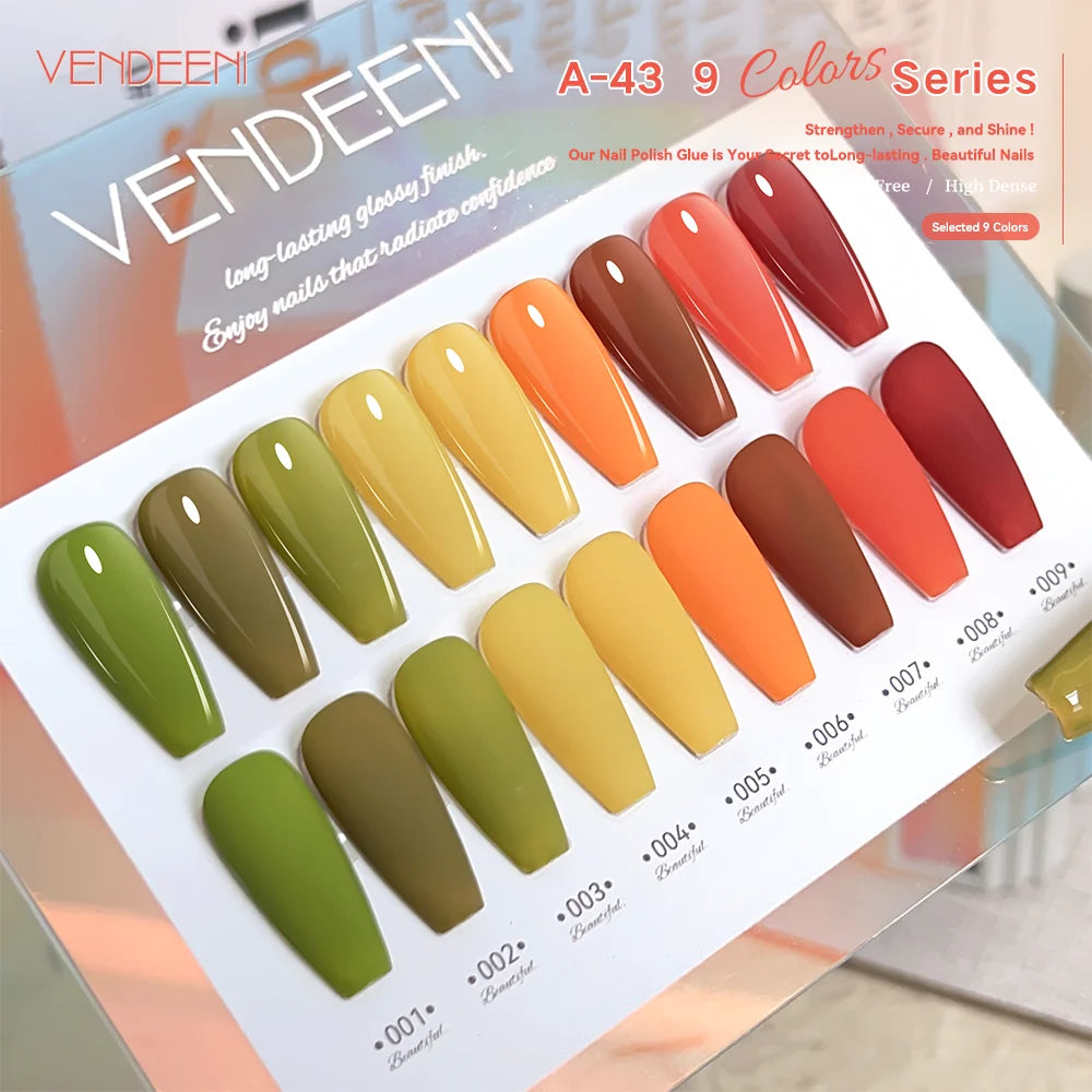 Vendeeni TPO HEMA Free 2025 Hot Sale High Quality 9-Color Nail Gel Polish Set Non-Toxic UV Gel Nail Art Kit for Nail Salon
