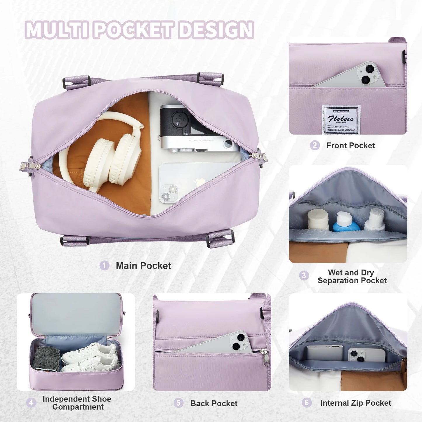 Large-Capacity Weekend Gym Bag for Women Travel Bag 45x36x20 Easyjet Cabin Bag with Shoes Compartment Shoulder Zipper Duffle Bag