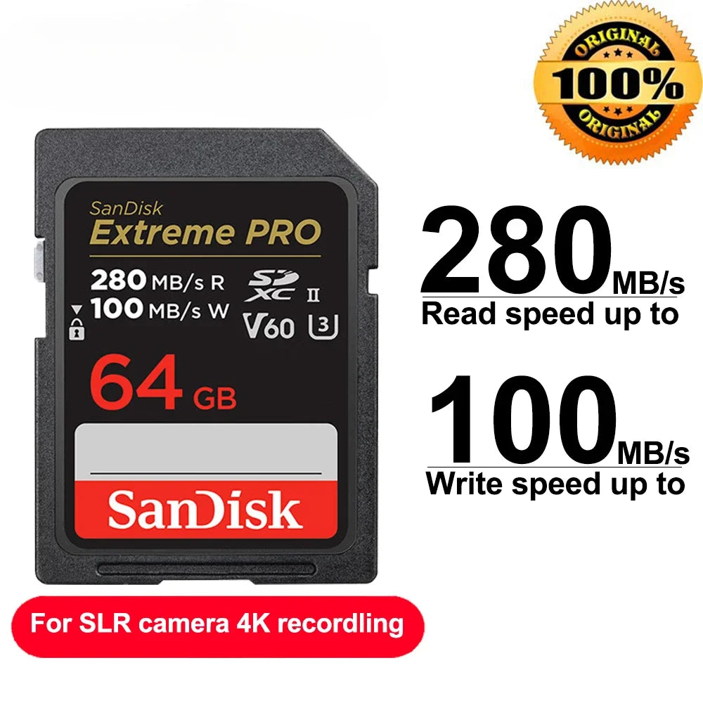 Original Extreme PRO U3 4K 6K 8K C10 V30 V60 V90 SDHC Memory Card SD UHD Video SDXC sd Card UHS-I UHS-II for SLR 3D Canon Camera