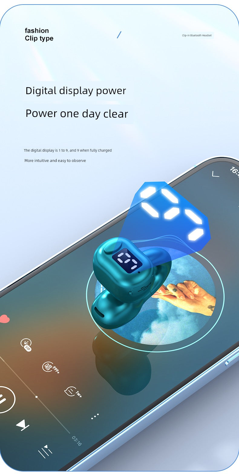 Non-Entry Ear Clip Bluetooth Headset Mini Running Painless Driving Rider Take-out Sports Single and Double Ear Hanging Long Standby