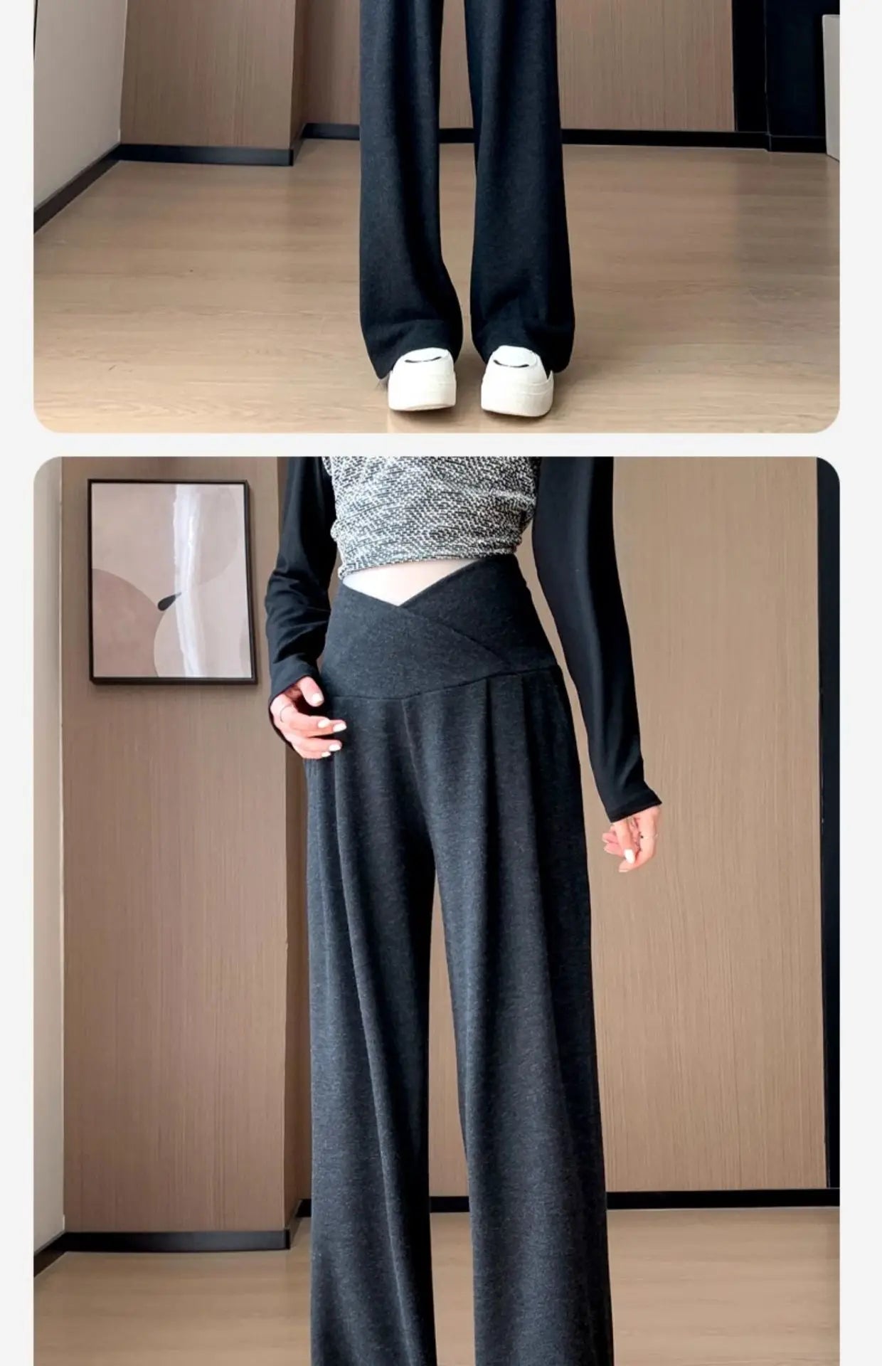 Maternity Pants Spring and Fall Wide-Legged Pants Low-Waisted Glutinous Pants Small Casual Straight Pants Maternity Clothing