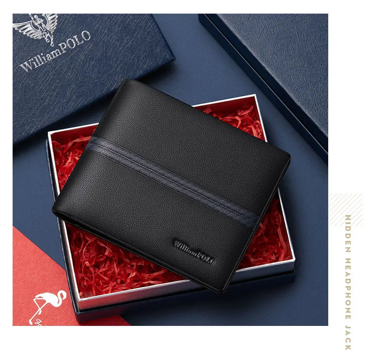 Luxury men's short leather wallet 2024 new large capacity multi-card money clip boys gift thin money clip