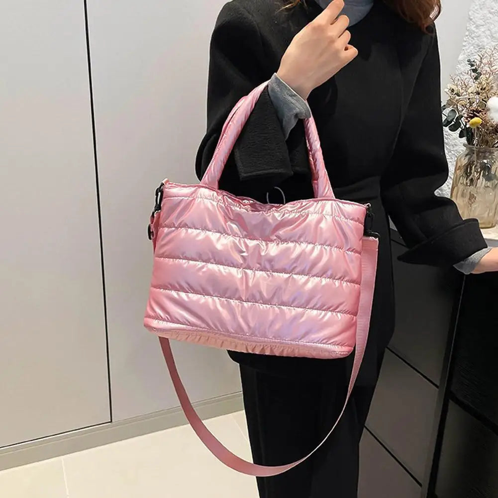 Large Tote Padded Handbags Designer Quilted Women Shoulder Bags Luxury Nylon Down Cotton Crossbody Bag Winter Tote Big