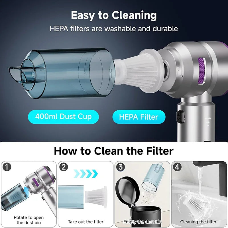 Car Vacuum Cleaner Wireless Mini Handheld Strong Suction Cleaning Machine Portable Vacuum Cleaner for Car Home