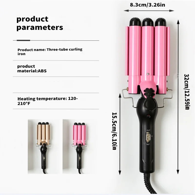 Professional Curling Ceramic Hair Curler Wave Waver Styling Tools Styler Wand Three Barrel Hair Curler Irons Automatic