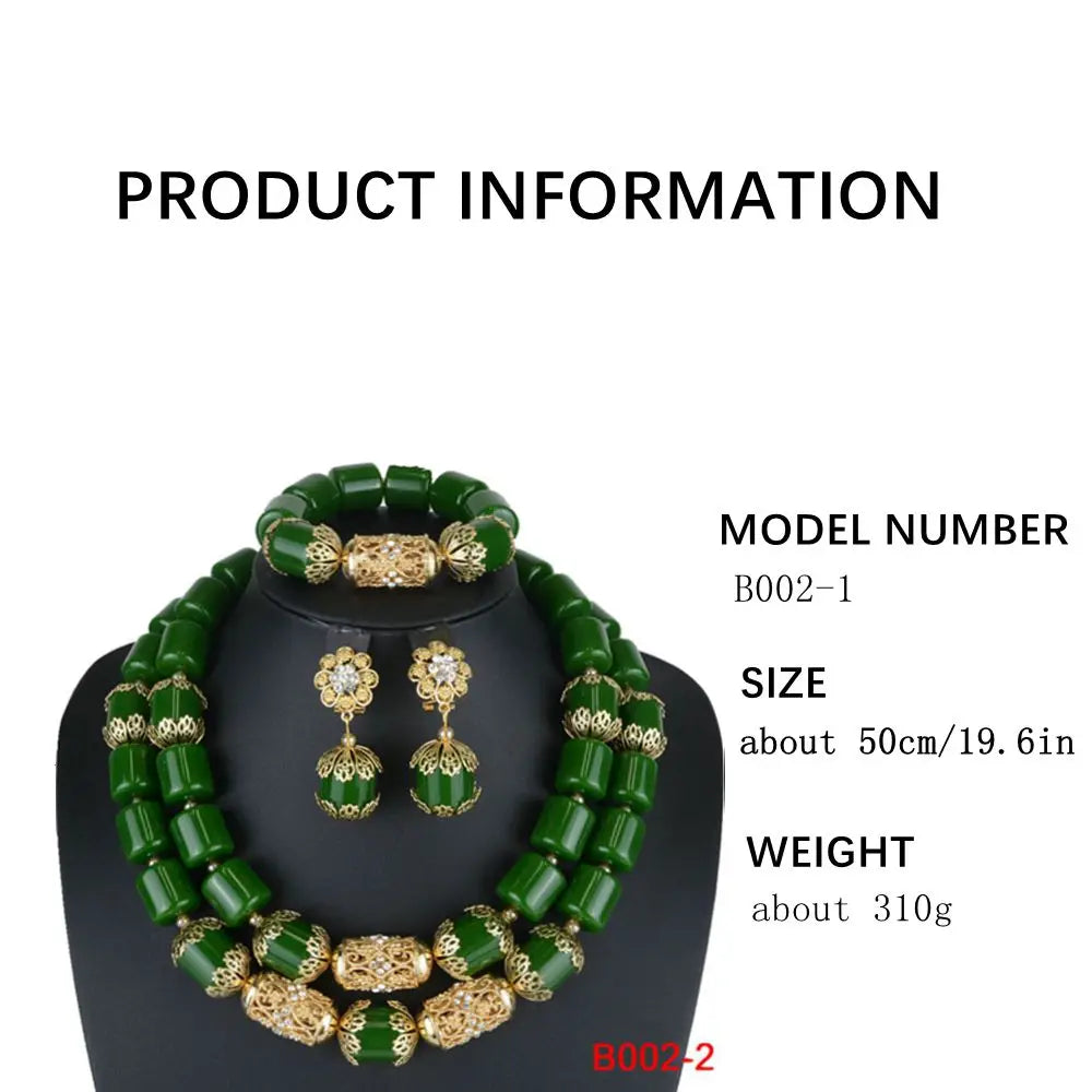 High Quality 2 Layers Artificial Coral Bead African Wedding Jewelry Set Women Necklace Nigeria Bride Party Gift