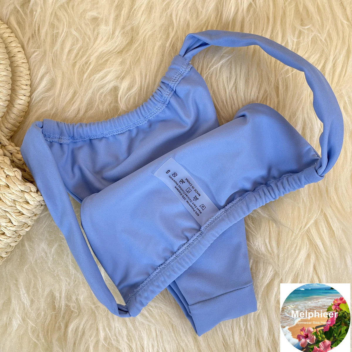 Melphieer Women's Solid Color Bikini Set Strappy Bandage Push-Up Swimsuit Summer Lady Beach Pool Club Swimwear Bathing Suit