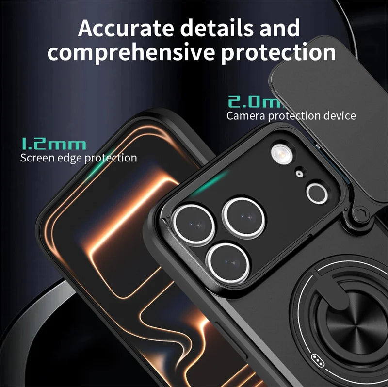 Armor Funda For iPhone 17 Pro Max Case Magnetic Ring Stand Lens Protect Coque For iPhone17 Pro 17Pro Max Wireless Charging Cover