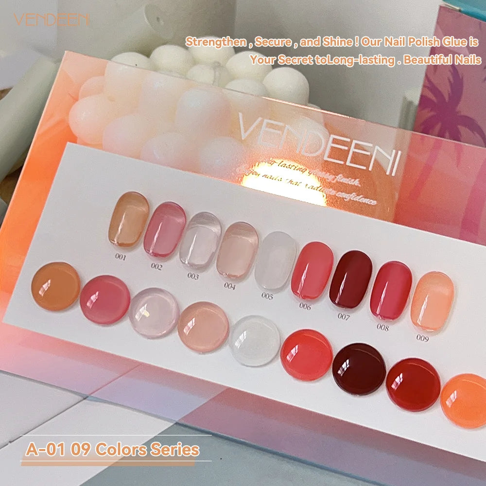 Vendeeni TPO HEMA Free 2025 Hot Sale High Quality 9-Color Nail Gel Polish Set Non-Toxic UV Gel Nail Art Kit for Nail Salon