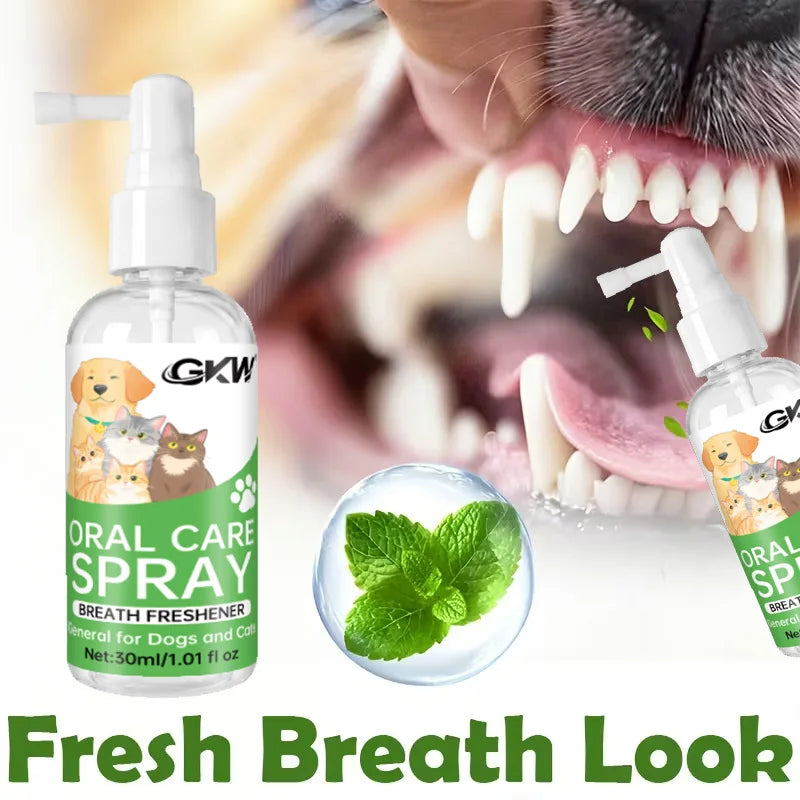 Pet Dental Spray, No Brushing Needed, Cleans Teeth, Freshens Breath, for Cats & Dogs All Breeds, Safe Formula, Daily Dental Care