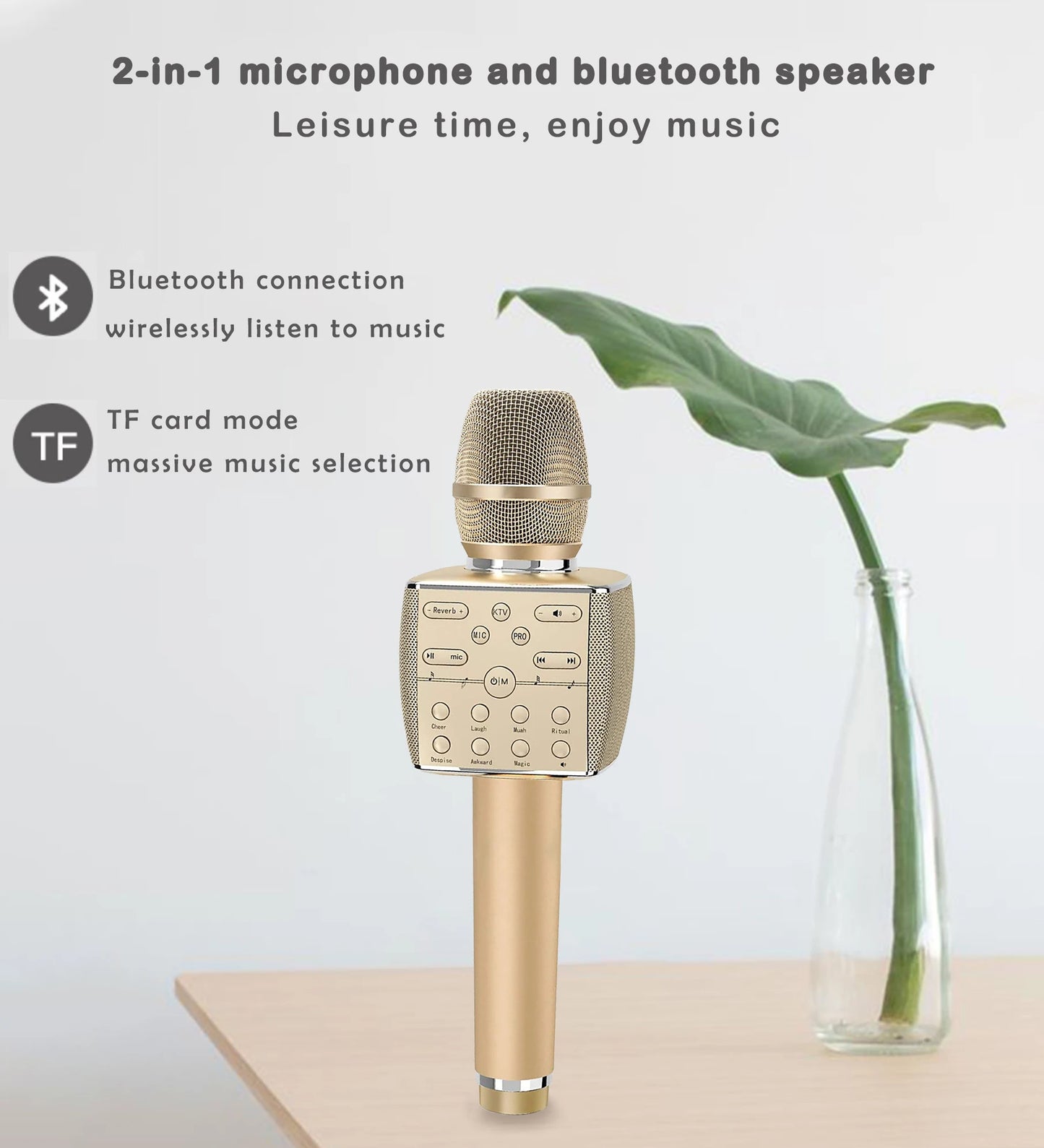 Karaoke Microphone Bluetooth Wireless Professional Dynamic Mic Portable Singing Machine for Home KTV Party Adult/Kid Gift