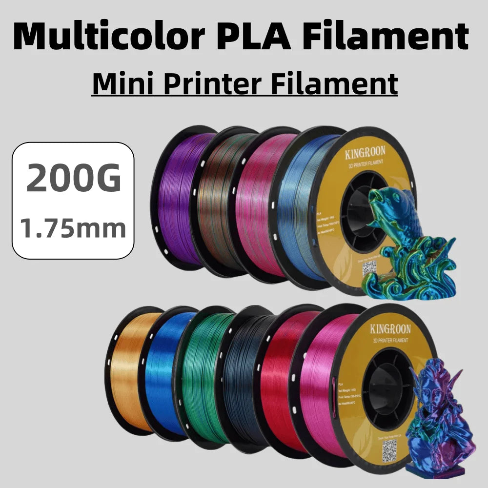 Dual color PLA Filament Multicolor PLA Filament 200g/roll 1.75mm 3D Printer Filament No-Tangling Bubble Free for FDM 3D Printer