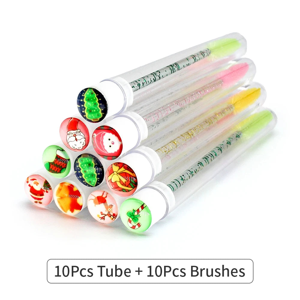 Christmas Eyelash Brush Tubes With Lash Reusable Mascara Wands Replaceable Makeup Applicators Dust-proof Lash Extension Supplies