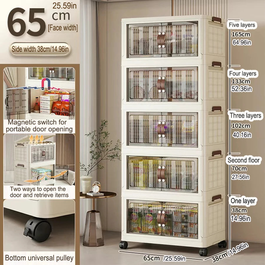 Large Capacity Folding Storage Cabinet - Dustproof Wardrobe Closet Organizer Easy Install
