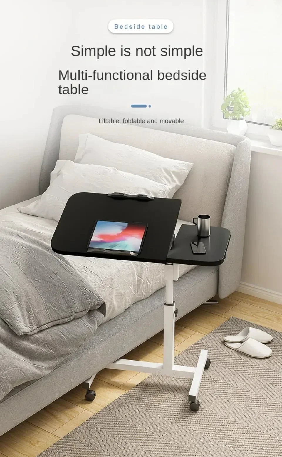 Adjustable Nursing Table Foldable Rotating Table Multifunctional and Movable Storage Table Convenient Dining Table on The Bed