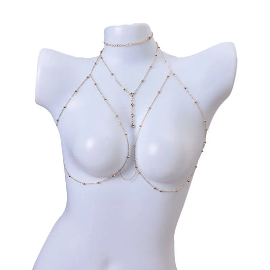 Body Jewelry Sexy Chest Chain Bikini Belly Chains for Women Cross Waist Chains Female Body Suit Girl Fashion Beach Simple Luxury