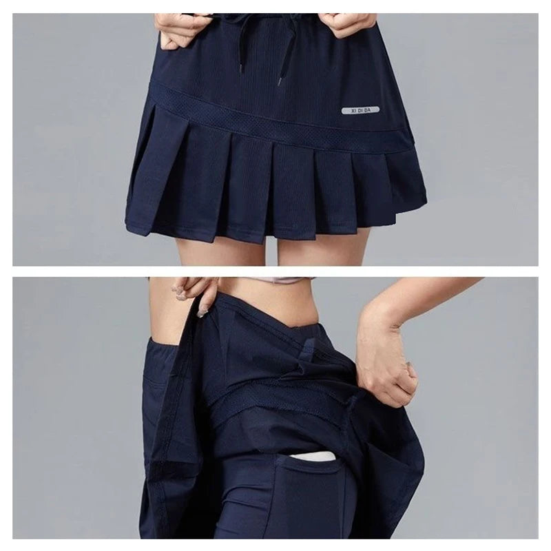 New sports short skirt for women, quick drying badminton, tennis pants skirt, marathon golf, half body pleated skirt, summer