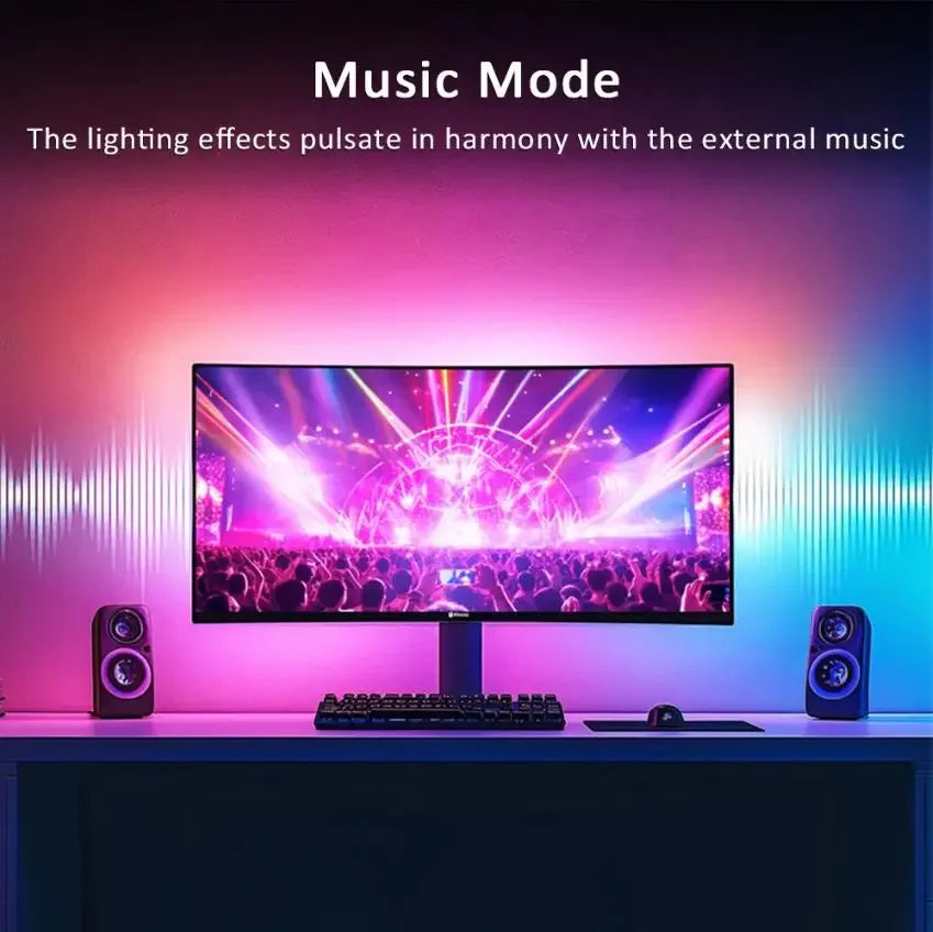 RGBIC Gaming Lights Strip Monitor Backlight LED Display Music Sync PC Screen Atmosphere Light APP Control Decor Game Room Party