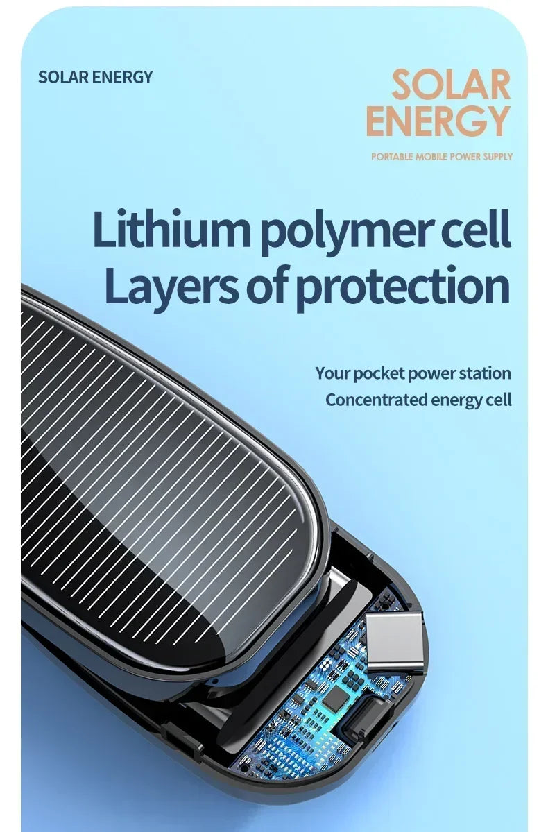 Emergency Solar Mini Portable Power Bank Keychain Portable Charger Small Outdoor Camping External Battery For iPhone and Xiaomi