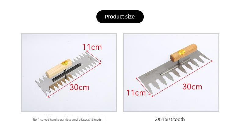 Tile Serrated Spatula Square Tooth Toothed Plastering Knife Paving Tile Plastering Knife Flat Gray Batch Ash Spoon Masonry Tool