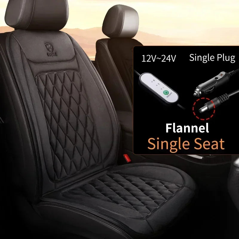 12-24v Heated Car Seat Cover 30' Fast Car Seat Heater Cloth/Flannel Warmed Heated Car Seat Protector 25W Heating Cover