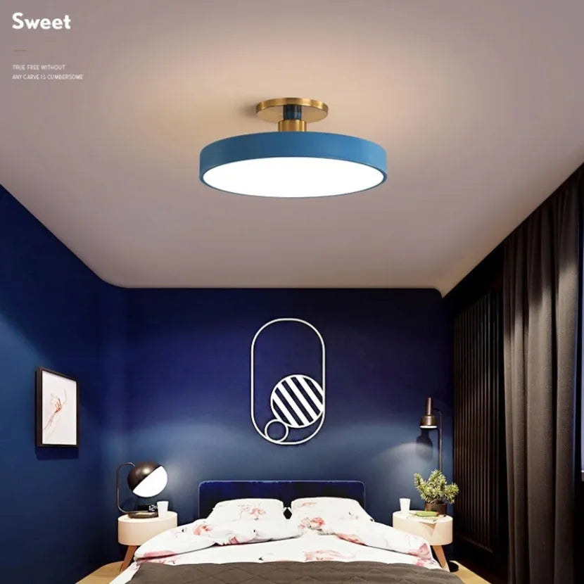 Modern LED Ceiling Light Nordic Macaron Circular Pendant Light Children's Room Dining Room Study Room Interior Decoration Light