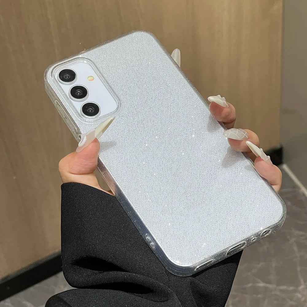Luxury Bling Glitter Clear Case For A55 5G A56 A36 A54 A15 A16 A24 A25 A12 A05 A06 A05s Shockproof Transparent TPU Cover Funda