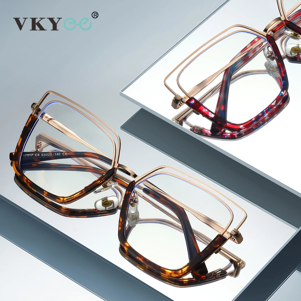 VICKY Fashion Geometric Square Large Frame Personalized Design Women's Anti-Blue Light Reading Glasses Customizable Prescription