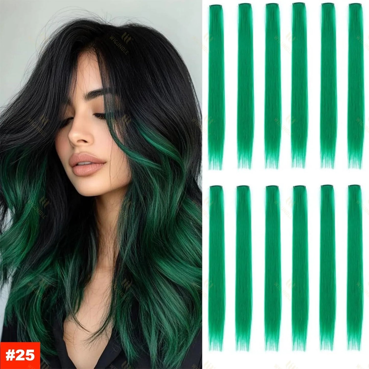 18 Color Clip Style Hair Extensions 22 Inch Color Hair Extensions High Gloss Long Straight Synthetic Wig For Children Women