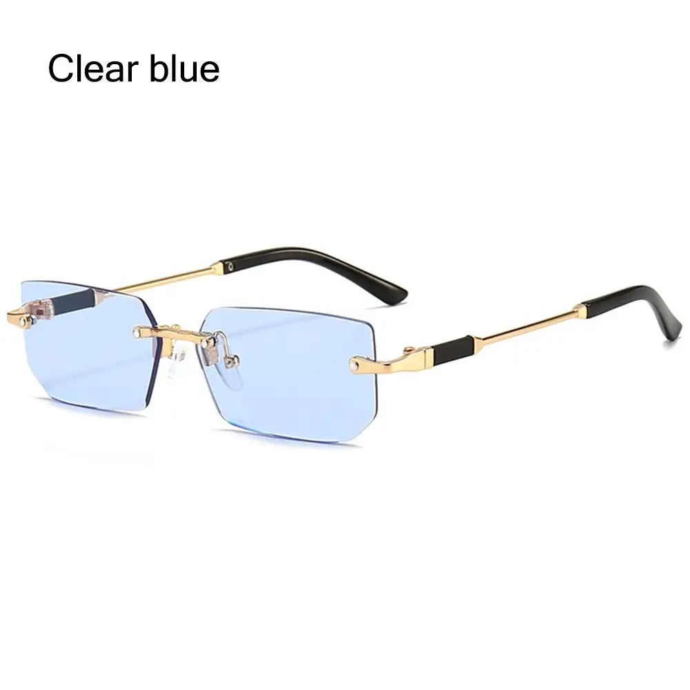Trendy Rimless Rectangle Sunglasses Personalized Jelly Colored Frameless Sun Glasses Retro Shades Fashion Travel UV400 Eyewear