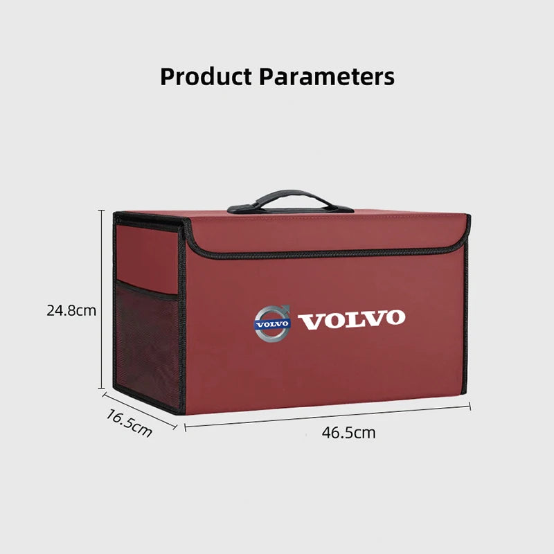 Quality Leather Car Organizer Foldable Auto Trunk Storage Box For Volvo ES90 EC40 EX40 EM90 XC90 V90 V60 XC60 V40 S80 S60 S90 C4