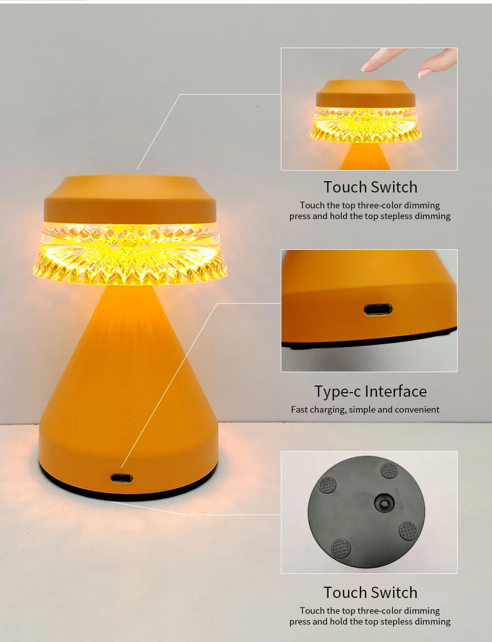 Minimalist Nordic Mushroom LED Desk Lamp Touch Dimming Bedhead Night Light Reading Light Restaurant Bedroom Decorative Lighting