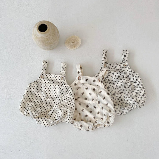 New autumn baby clothing for 0-3 years old, trendy jumpsuit for boys and girls, cute printed shoulder strap jumpsuit