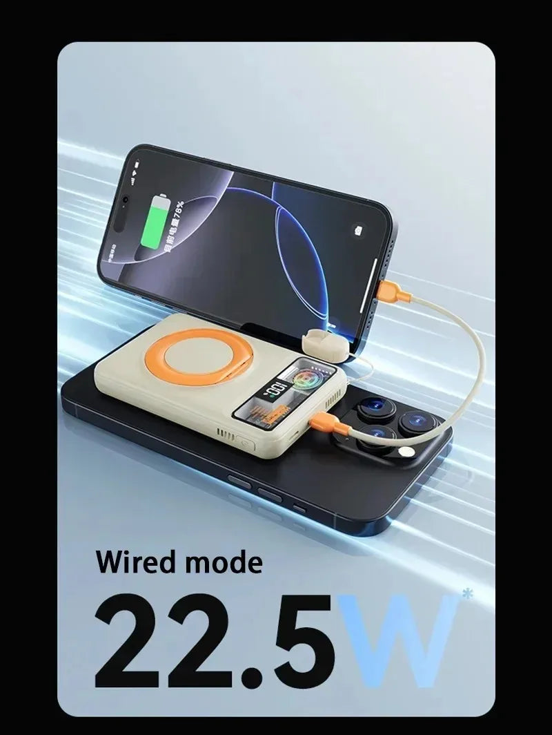 Lenovo10000mAh Magnetic Power Bank Portable Wireless Charger With Cable Fast Charging External Battery Stand For iPhone Xiaomi
