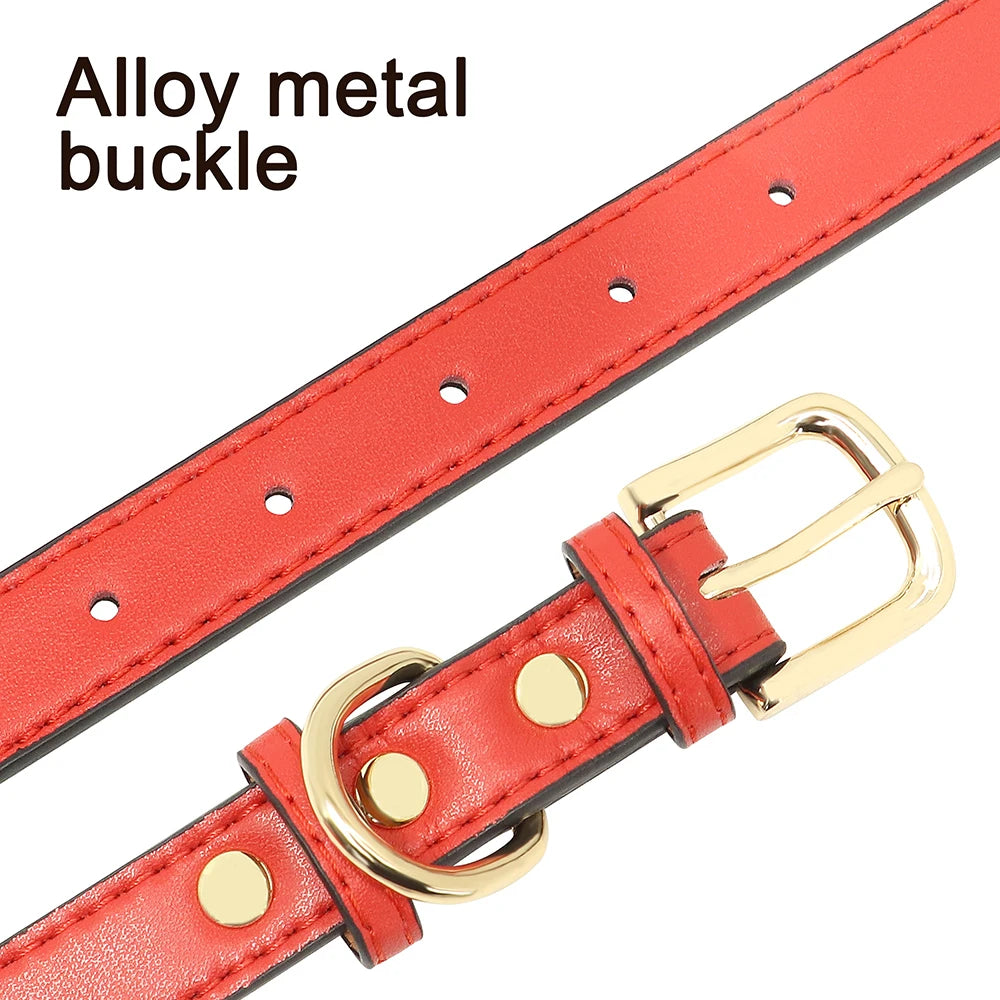 Cute Bowknot Custom Dog Collar PU Leather Puppy Dog Collars Adjustable Pet Cat Necklace With Bow tie for Small Medium Large Dogs