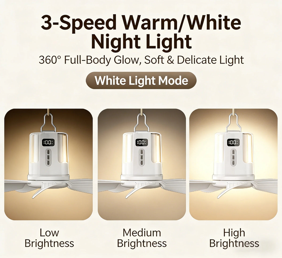 10800mAh Ceiling Fans Portable Camping Fan Tent Air Circulator Cooler Outdoor Rechargeable Electric Fan LED Light Remote Control
