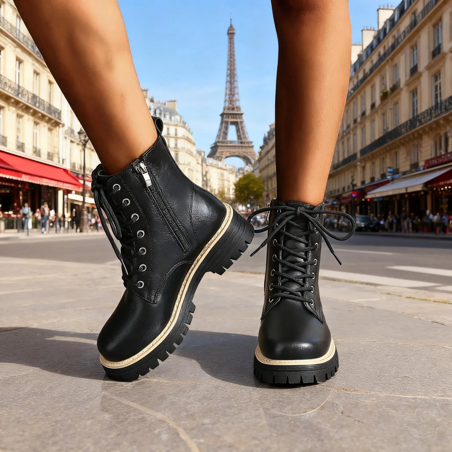 Ankle Boots for Woman 2025 New Women Increased Boots Fashion Genuine Leather Black White Casual Motorcycle Luxury Shoes 655